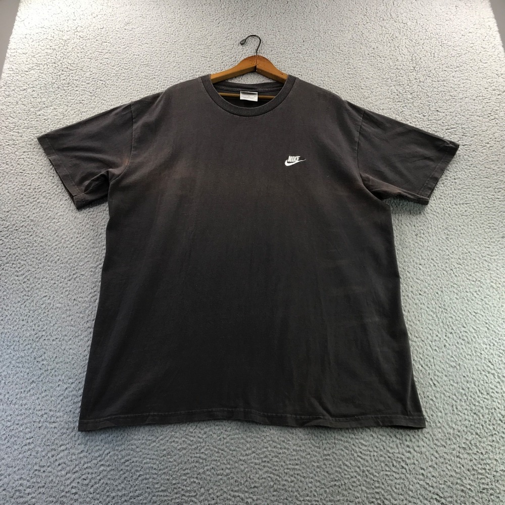 VTG Nike T Shirt Mens Extra Large Black Faded Embroidered Logo Cotton Tee Skater